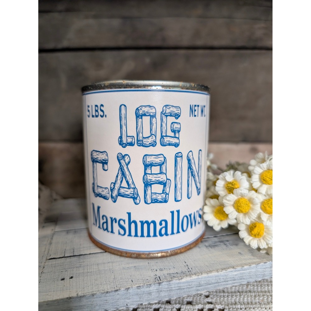 LOG CABIN MARSHMALLOWS Red Vintage Inspired Rusted Can - Pint - Americana